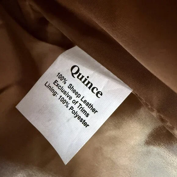 Quince 100% Leather Stand-Collar Jacket size M Women's in Cognac Brown Full Zip - Picture 11 of 16